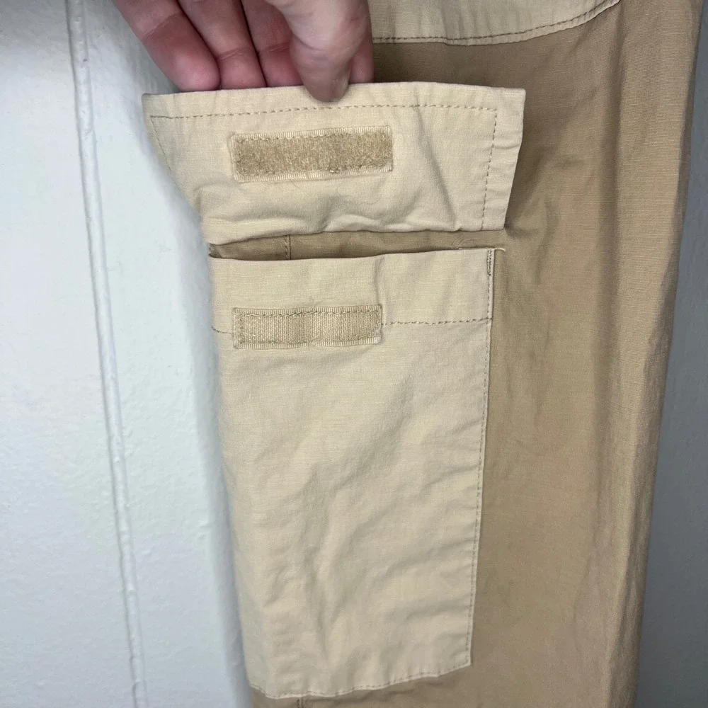 PacSun Mens Cargo Jogger Pants Tan‎ Beige Colorblock Utility Techwear Size M - Picture 3 of 7